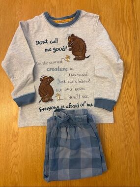 Kids Gruffalo Blue & Gray Pajama Set - age  5-6 years